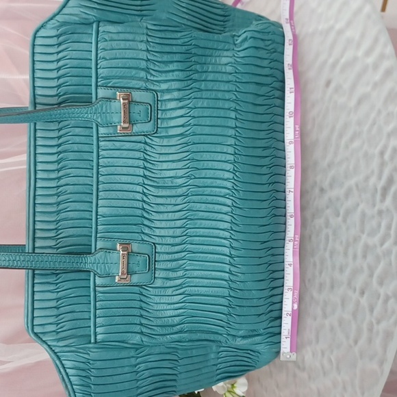 Coach Teal Pleated Taylor Satchel 25252 - Picture 3 of 16